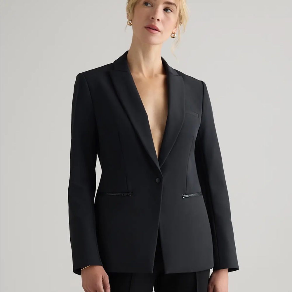 Quince Scuba Single-Breasted Convertible Blazer — NWT — True Black